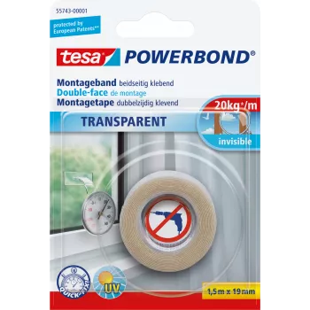 Fita de montagem Tesa Powerbond TRANSPARENTE 1,5 m 19 mm