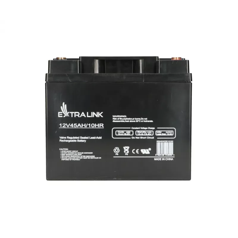 Bateria de UPS Extralink Accumulator AGM 12V 45Ah — chumbo-ácido selada (VRLA), 1 unid., preto