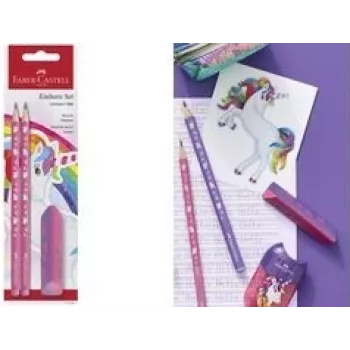 Conjunto de lápis de madeira Faber-Castell Einhorn HB rosa — 1 conjunto