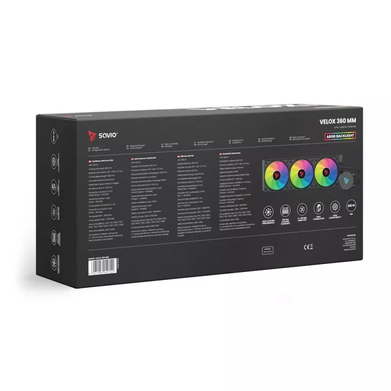 Arrefecedor líquido para CPU SAVIO VELOX 360 mm com ARGB