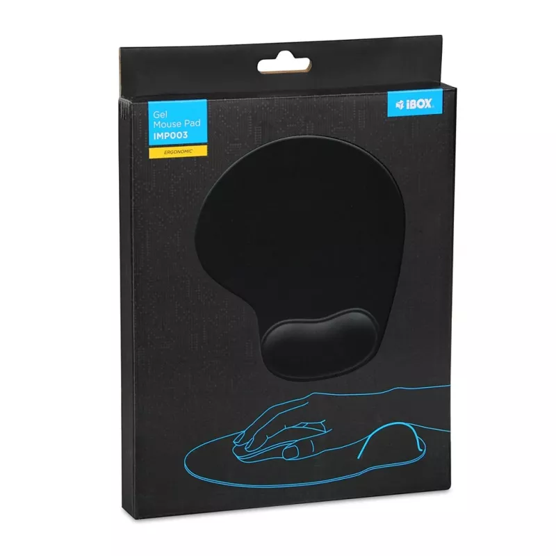 Tapete de rato IB0X IMP003 com apoio de pulso, preto, 190×230 mm