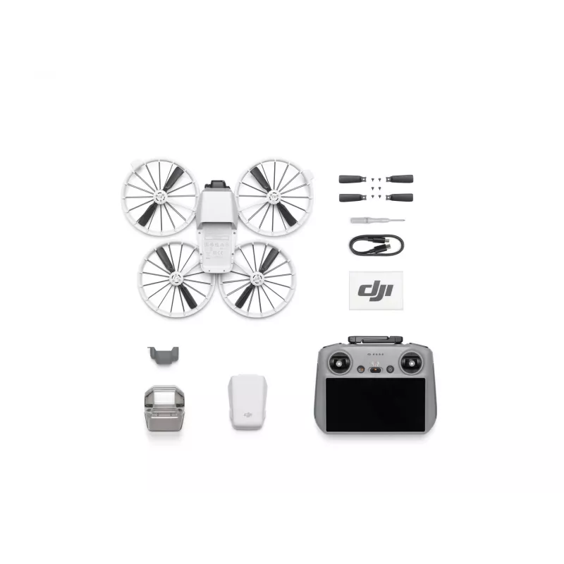 Drone DJI Flip com comando DJI RC 2, 48 MP, 4K HDR (3840x2160), 3110 mAh, 16 m/s, até 31 min de voo, menos de 249 g, preto/branco