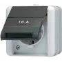 JUNG 820 NA W WG 800 Tomada Schuko de superfície, IP44, com campo de etiqueta
