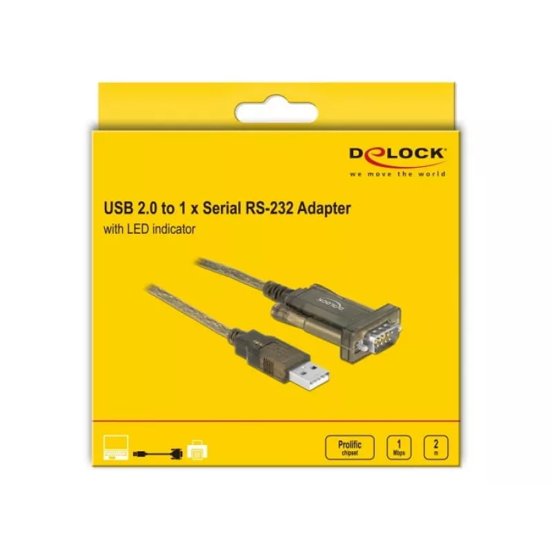 Cabo série DeLOCK 64073 USB Type-A DB-9 transparente 2 m