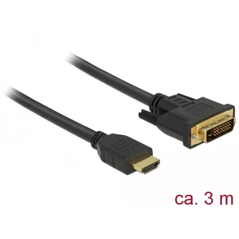 Adaptador de cabo de vídeo DeLOCK 85655 3 m HDMI Type-A DVI preto