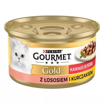 Comida húmida para gatos Purina Nestlé GOURMET Gold Adulto 85 g — frango & salmão, proteína 7%, humidade 82%