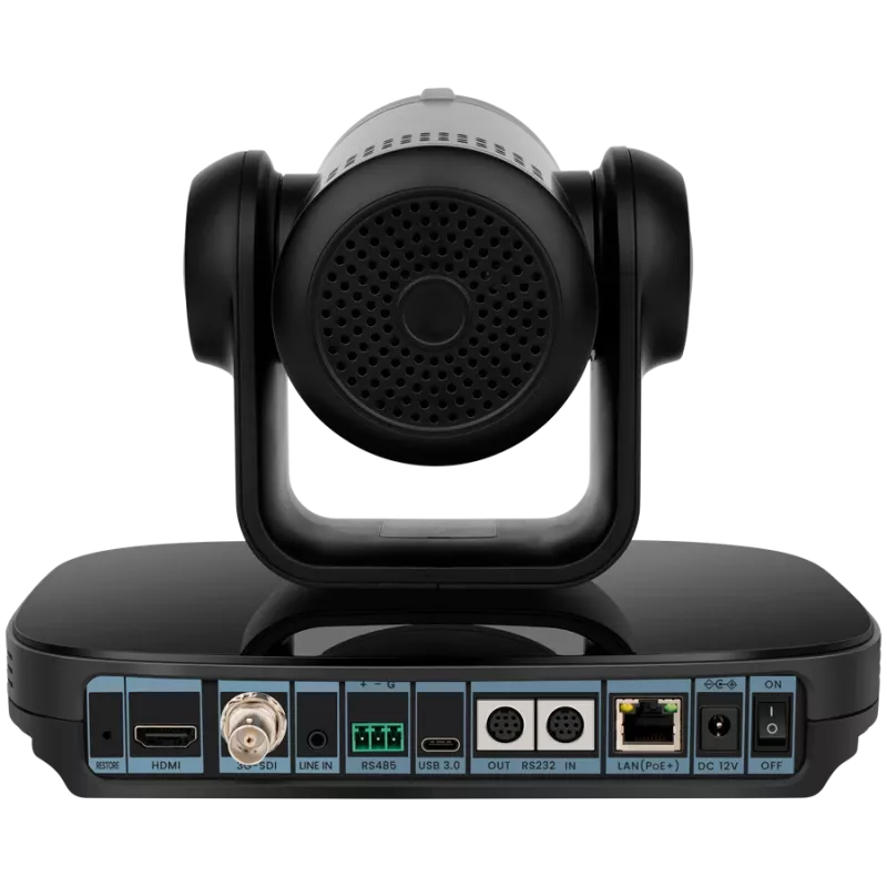 Câmara de videoconferência 4K PTZ Prestigio Alpha — 4K UHD, 8,4 MP, PTZ, IA, PoE, HDMI 2.0/USB 3.0/RJ45/3G-SDI (sem microfone)