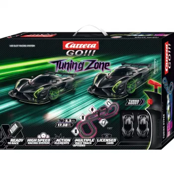 Pista de slotcars CARRERA GO!!! Tuning Zone 5,3 m de comprimento