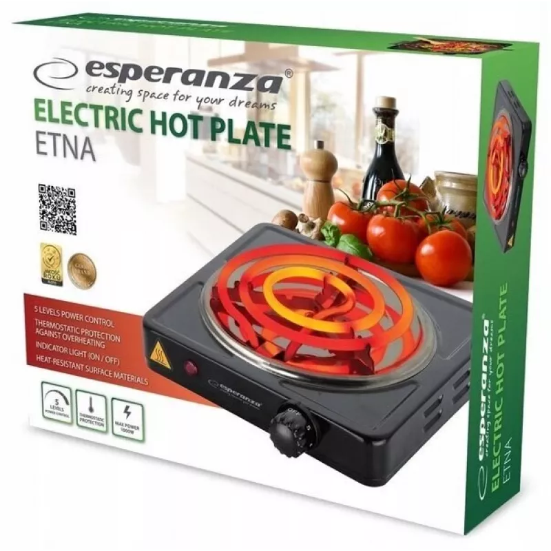 Placa Esperanza EKH012K preta de bancada 21 cm 1 zona(s)