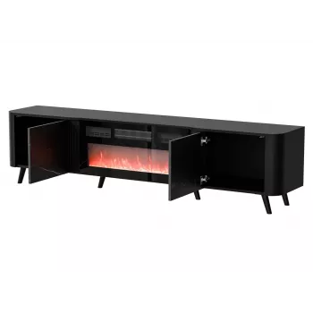 Móvel de TV Cama Meble Volare 200 x 39 x 49 cm, preto/san sebastian com lareira