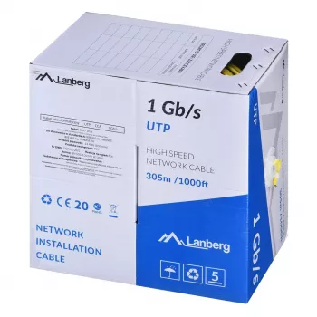 Cabo de rede LANBERG LCU6-10CC-0305-Y U/UTP Cat6 305 m amarelo, 23 AWG, 250 MHz
