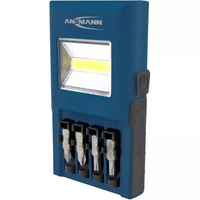 Luminária de trabalho ANSMANN WL180B com suporte para bits, azul