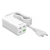 Carregador móvel MediaRange MRMA124 100W AC, 3x USB-C, entrada 100–240V, cabo de 1,5 m, branco
