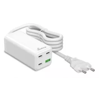 Carregador móvel MediaRange MRMA124 100W AC, 3x USB-C, entrada 100–240V, cabo de 1,5 m, branco