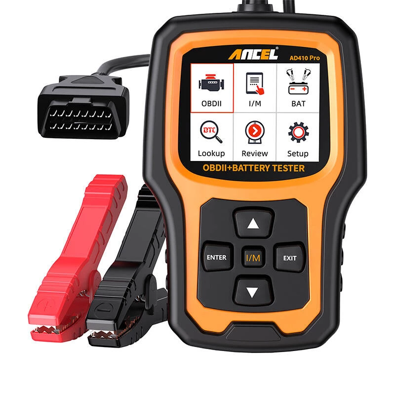Scanner de diagnóstico 2em1 OBD2 e testador de bateria Ancel AD410 PRO