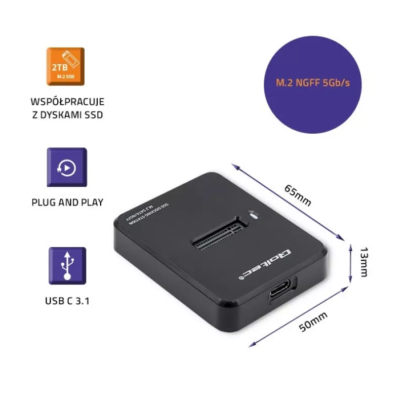 Estação de acoplamento SSD M.2 SATA, NGFF, USB 3.1