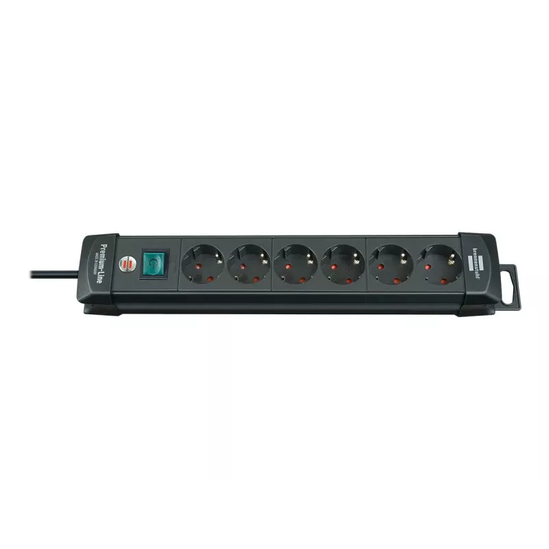 Brennenstuhl Premium-Line 6 tomadas preto, 3 m régua de tomadas Premium-Line 6 tomadas preto 3 m H05VV-F 3G1,5, com interruptor (1951160100)