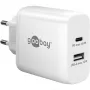 Carregador duplo rápido USB-C, PD, GaN, 65 Watt (branco, 1x USB-C, 1x USB-A, Power Delivery)