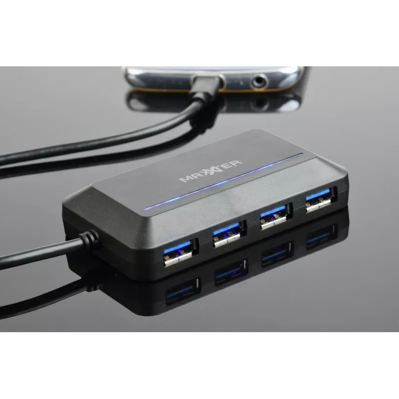 Hub USB GEMBIRD ACT-HUB3C-4P — host USB 3.2 Gen 1 Type-A para 4 × USB 3.2 Gen 1 Type-C, 5000 Mbit/s, preto