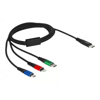 Cabo de Carregamento USB DeLOCK 3-em-1 USB Type-C para Lightning Micro-USB 1 m