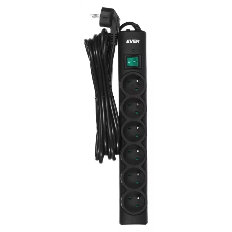 Ever Optima 5m preto 6 tomadas AC 250 V