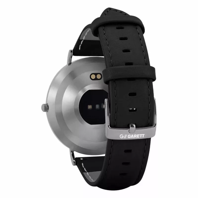 Smartwatch Garett Verona prateado-preto couro VERONA_SREB_CZARN_SKOR Garett