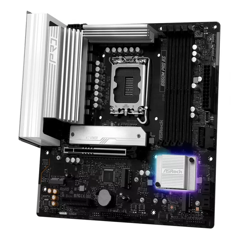 Placa-mãe ASROCK B860M Pro RS — Intel B860, LGA 1851, micro ATX, DDR5, 4× DIMM, 2.5Gb LAN, 1×PCIe5 x16