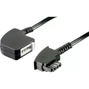 Cabo de extensão telefónico (analógico) Basetech [1x ficha TAE-F - 1x conector fêmea TAE-F] 6,00 m preto (BT-1602117)