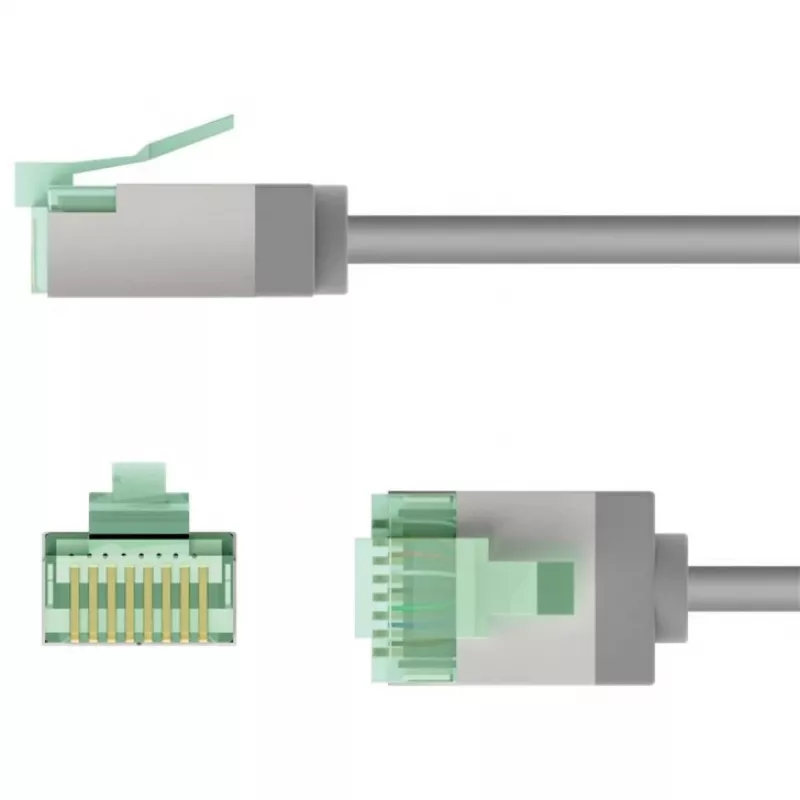 Goobay Cabo de rede CAT 8.1 ultraflexível fino U/FTP cinzento - ficha extra curta 99,9% (74345)