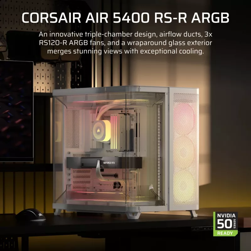 Caixa de PC Corsair AIR 5400 RS-R ARGB Midi Tower Branco