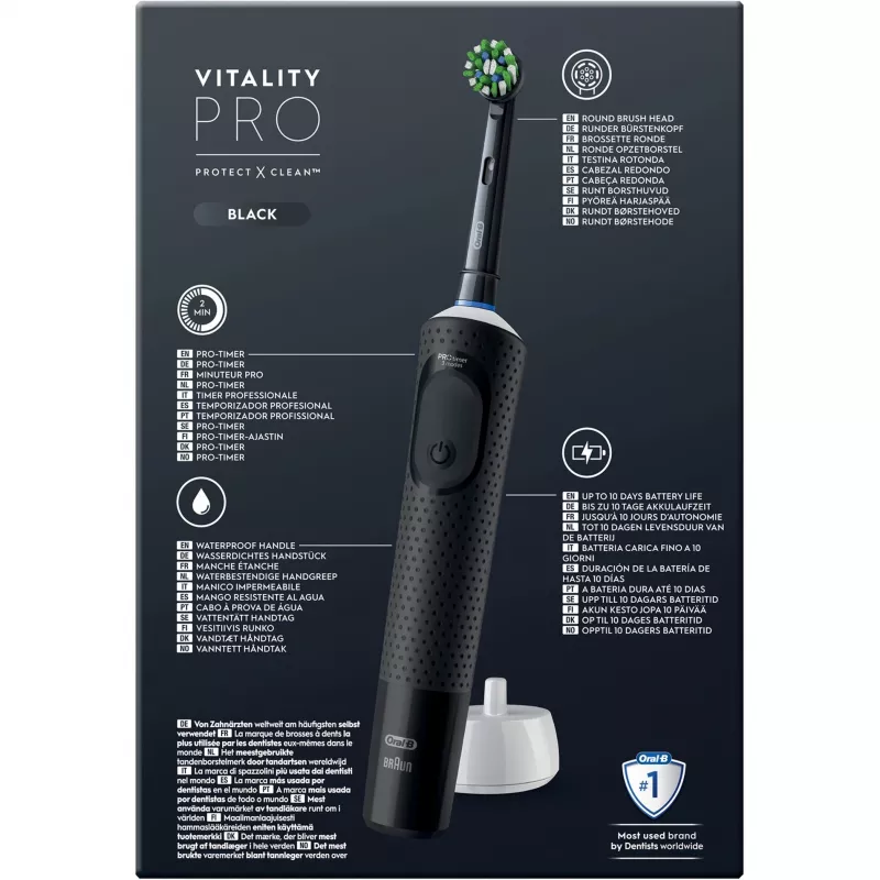 Oral-B Vitality Pro D103 Duo, escova de dentes elétrica preto/lilás, Black/Lilac Violet, incl. 2.ª pega