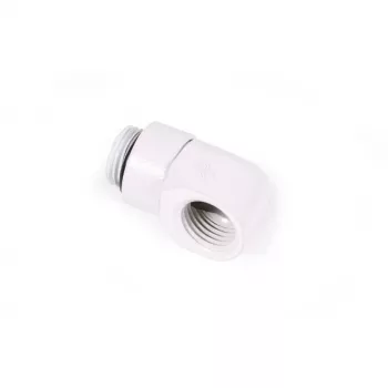 Conector em L de compressão Alphacool 17619 G1/4 macho para fêmea rotativo, branco