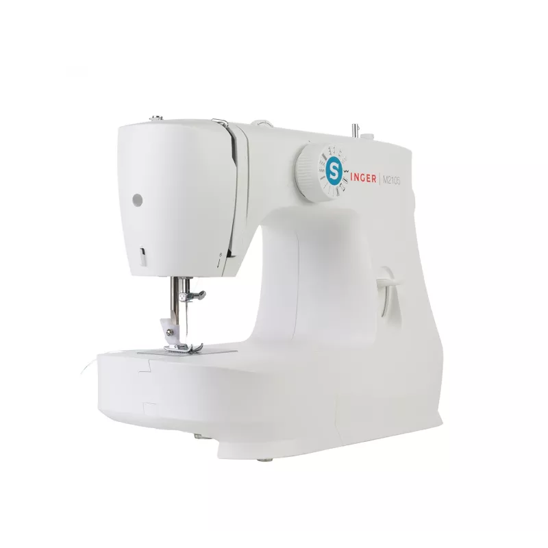 Máquina de costura semiautomática SINGER M2105 – 8 pontos, casa de botão em 4 passos, braço livre, elétrica, branca