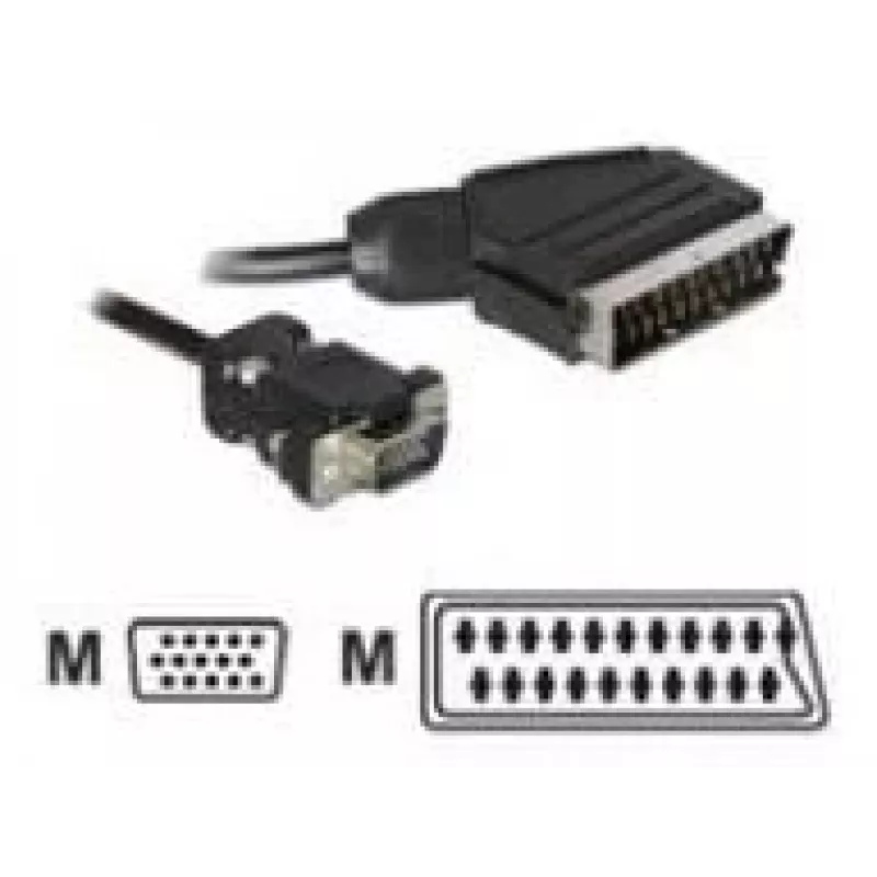 Adaptador de cabo de vídeo DeLOCK 65028 SCART (21 pinos) para VGA (D-Sub) 2 m