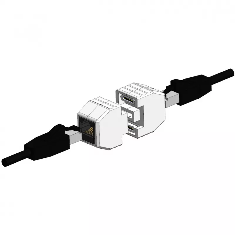Acoplador RJ45 ALLNET TP-TP CAT6A 8 pinos magnético compatível com PoE 10G