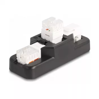 Conjunto Keystone LSA DeLOCK RJ45 RJ11 Cat.6 preto suporte de clipe