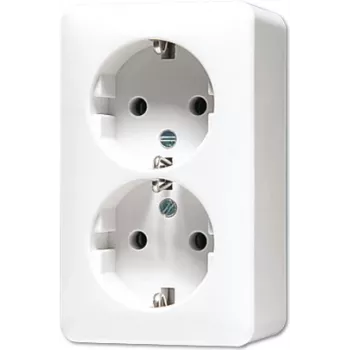 Tomada de embutir JUNG 6020 A WW, Type F, 61×102×47 mm, branco