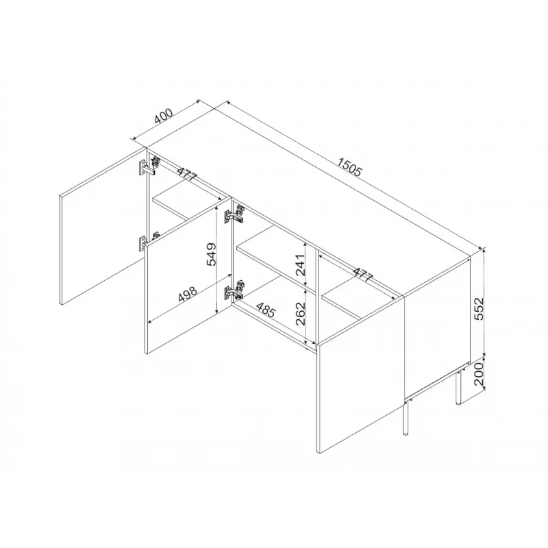 Cómoda Cama 3D PALAZZO BIS 151x40x75 preto mate