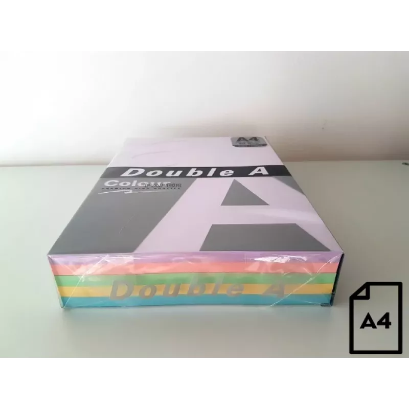 Papel colorido Double A, 80 g/m², A4, 100 folhas, Rainbow 3, 5 cores