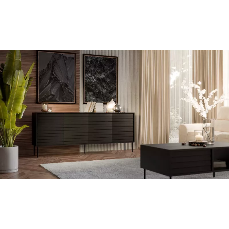 Cómoda cama meble Cama 4D CORTINA — 2000×400×810 mm, preto, aglomerado