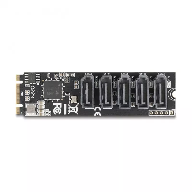 Adaptador SATA interno DELOCK 64241 M.2 (Key B+M) para 5x SATA com JMicron JMB585, indicadores LED, para PC