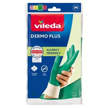 Luvas Vileda Dermo Plus 'M' verdes algodão, nitrilo