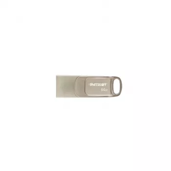 Pen drive PATRIOT PS64GT560DS5D 64 GB USB 3.2 (USB-A e USB-C), caixa rotativa em liga de zinco, prateado
