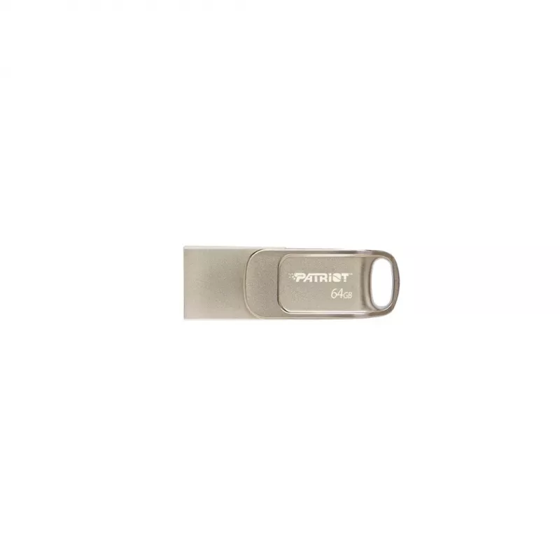 Pen drive PATRIOT PS64GT560DS5D 64 GB USB 3.2 (USB-A e USB-C), caixa rotativa em liga de zinco, prateado