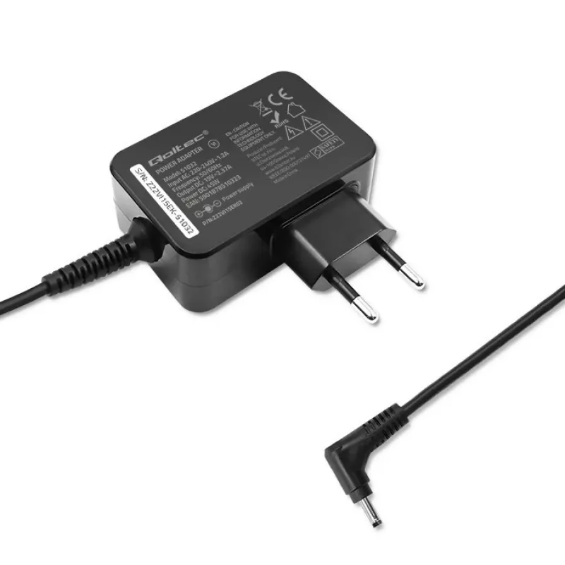 Fonte de alimentação Qoltec 51032 45W para interiores preta para portáteis