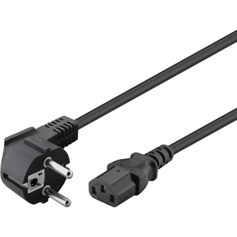 Cabo de alimentação Goobay C13 > ficha schuko (preto, 1,5 metros, ficha angular)
