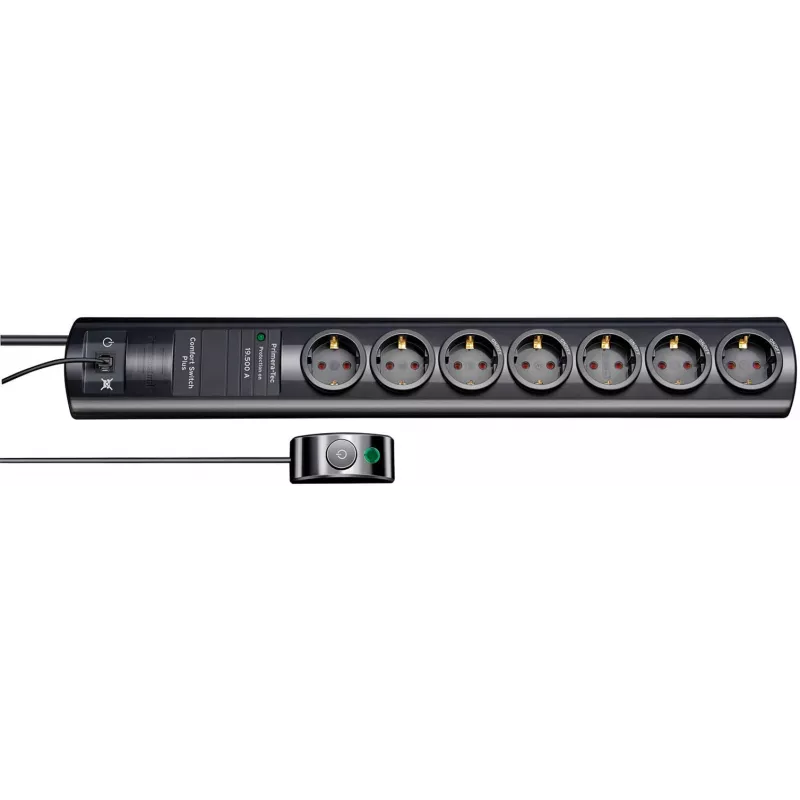 brennenstuhl Primera-Tec Comfort Switch Plus - proteção contra sobretensões - corrente alternada 250 V - 3500 Watt - tomadas de saída: 7 - 2,0m - Alemanha - preto