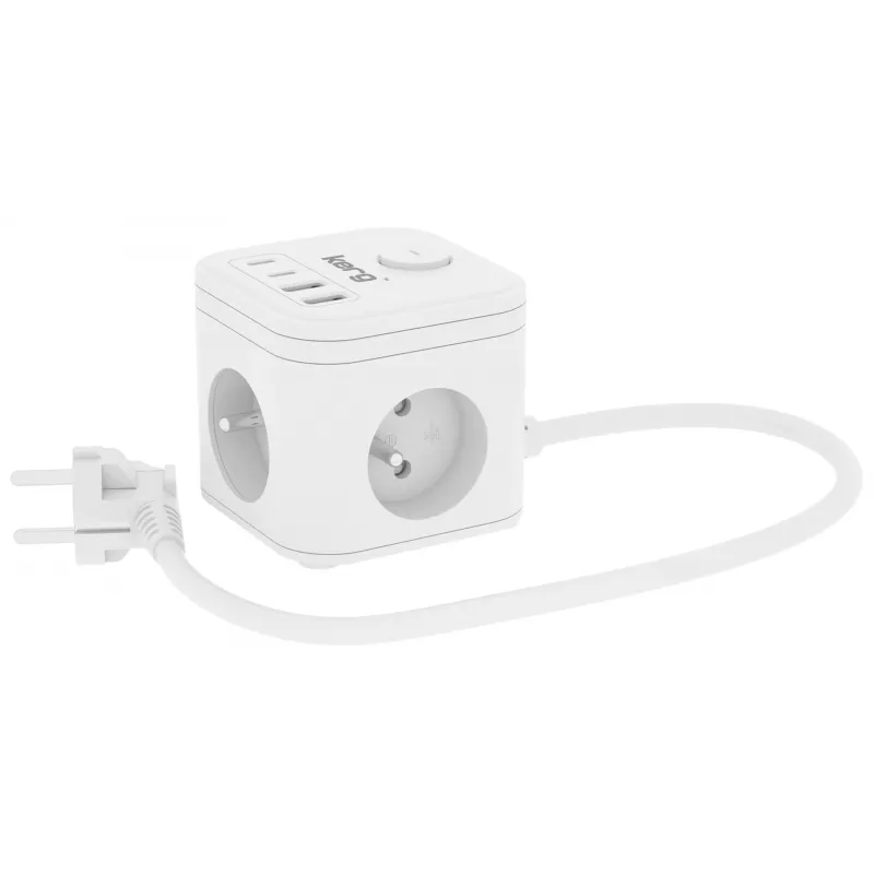 Extensão elétrica Kerg SMART 3 tomadas com 4 USB (USB-A + USB-C), cabo 1,5 m, 16 A/250 V