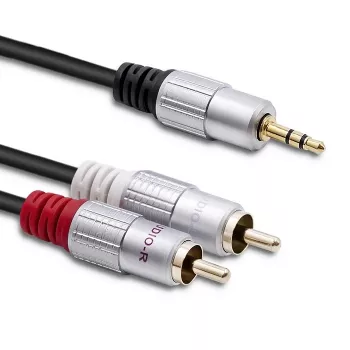 Cabo de áudio Qoltec 52339 1m 2x RCA 3,5 mm preto