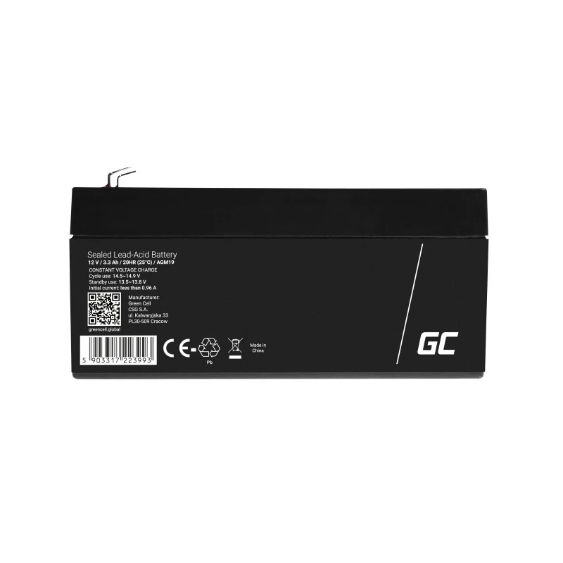 Bateria UPS Green Cell AGM19 chumbo-ácido 12 V 3,3 Ah